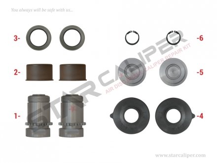 Фото автозапчастини ремкомплект суппорта Adjuster Tappet Repair Kit (Right) StarCaliper 2114