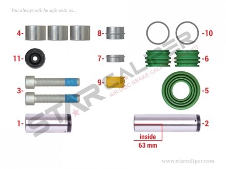 Ремкомплект суппорта Caliper Guides & Seals Repair Kit (New Model) StarCaliper 3185