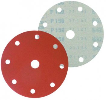 Наждачний папір ERSTA 542, диск, P500, діаметр: 150 мм, колір: червоний, для ручного шліфування, 100 шт., кількість отворів: 6 STARCKE 10KB0500P