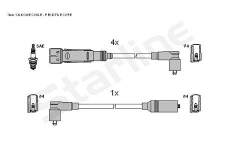 Комплект кабелiв запалювання StarLine ZK 0322 (фото 1)