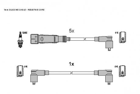 Комплект кабелiв запалювання StarLine ZK 0482 (фото 1)