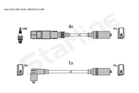 Комплект кабелiв запалювання StarLine ZK 0562 (фото 1)