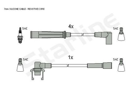 Комплект кабелiв запалювання StarLine ZK 3124 (фото 1)