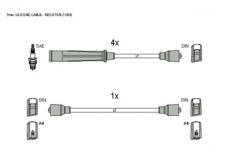 Комплект кабелiв запалювання StarLine ZK 3184 (фото 1)
