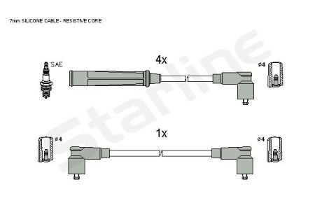 Комплект кабелiв запалювання StarLine ZK 4284