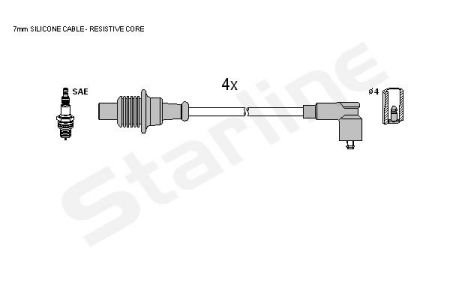 Комплект кабелiв запалювання StarLine ZK 4884 (фото 1)