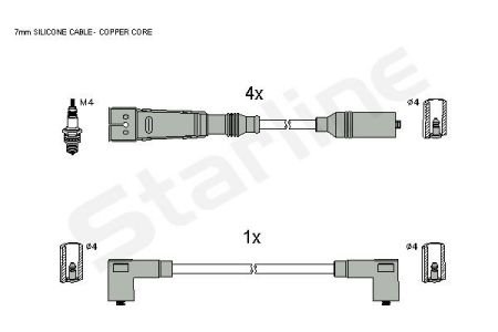 Комплект кабелiв запалювання StarLine ZK 6411 (фото 1)