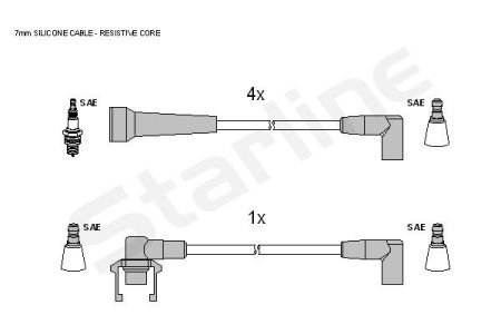 Комплект кабелiв запалювання StarLine ZK 6964 (фото 1)