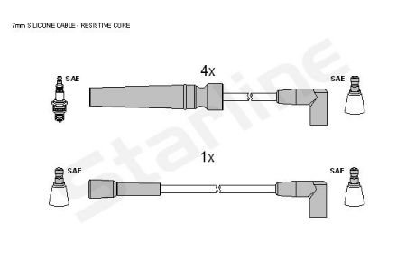 Комплект кабелiв запалювання StarLine ZK 7012 (фото 1)