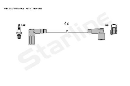 Комплект кабелiв запалювання StarLine ZK 7764 (фото 1)