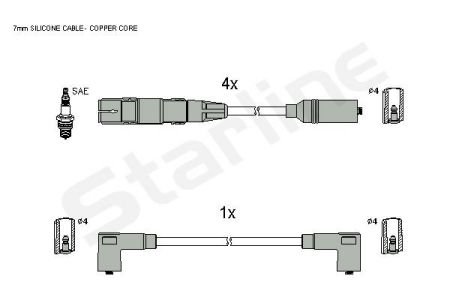 Комплект кабелiв запалювання StarLine ZK 7911 (фото 1)