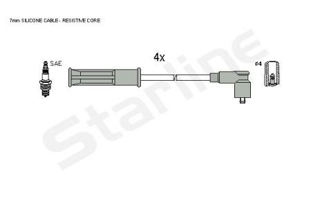 Комплект кабелiв запалювання StarLine ZK 9124 (фото 1)