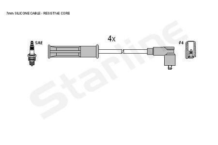 Комплект кабелiв запалювання StarLine ZK 9404 (фото 1)
