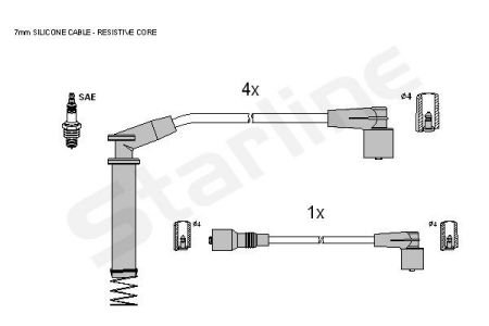 Комплект кабелiв запалювання StarLine ZK 9532 (фото 1)