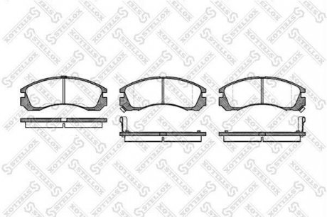 Гальмівні колодки дискові перед. Mitsubishi Challenger/L400/Lancer Evolution/Montero Sport/Outlander/Pajero STELLOX 365 002-SX (фото 1)