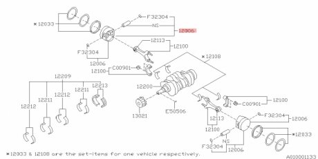 Фото автозапчастини поршн. з пальцями SUBARU 12006AC350