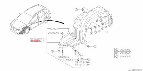 Фото автозапчастини подкрылок передний левый XV 2012- SUBARU 59110FJ030