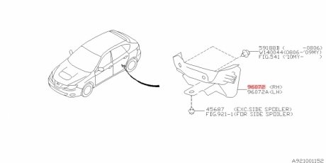 Фото автозапчасти брызговик заднего колеса правый Impreza G12 2007- SUBARU 96072FG000