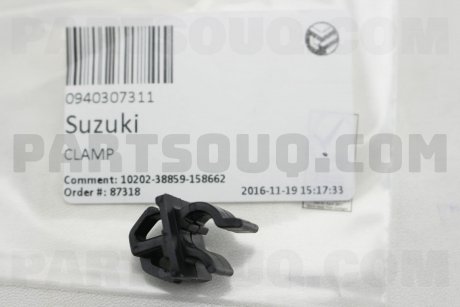 Фото автозапчастини фіксатор тримача капота ALTO/BALENO/VITARA/IGNIS/JIMNY/SWIFT/WAGON/SX4 ORYGINAг SUZUKI 0940307311