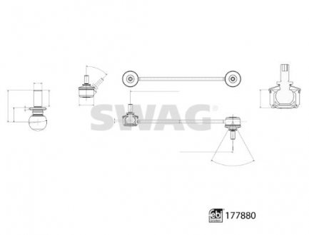 Фото автозапчасти к-т кронштейна стабілізатора SWAG 33104347