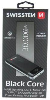 Фото автозапчастини зовнішній акумулятор BLACK CORE POWER BANK 30000 mAh Swissten DO SWS22013929