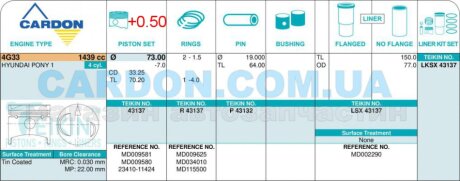 Фото автозапчасти поршни ремонт +0.50мм (к-кт на мотор) 4G33 TEIKIN 43137050