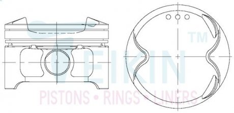 Поршень с пальцем (к-кт на двигатель) Nissan 2,5L (QR25DE-III), TEIKIN 44343STD