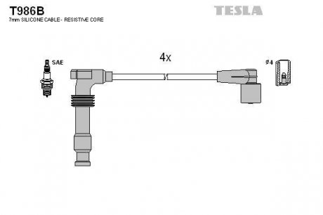 Провода свечные Лачетти 1,8 (силикон) Tesla TESLA Blatna T986B (фото 1)