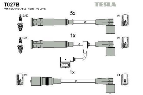 Фото автозапчасти комплект кабелiв запалювання Tesla T027B