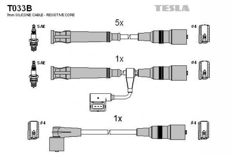 Фото автозапчастини комплект кабелiв запалювання Tesla T033B