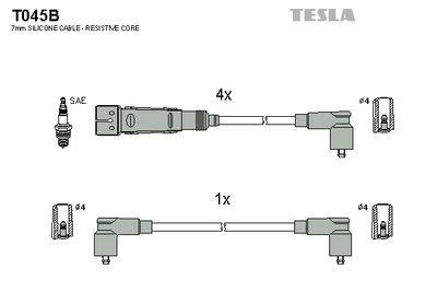 Провода высоковольтные, комплект Seat Inca 1.6 (97-00),Vw Caddy ii 1.6 (95-00) BLATNA Tesla T045B