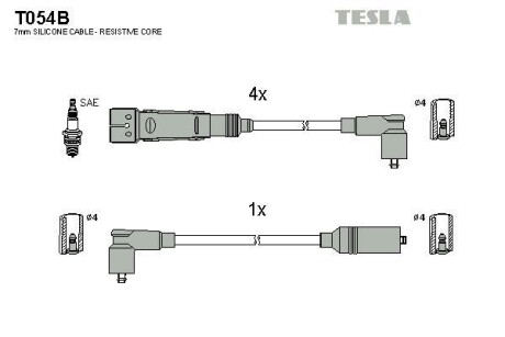 Фото автозапчастини комплект кабелiв запалювання Tesla T054B