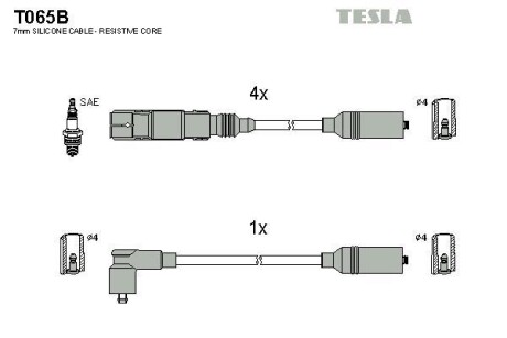 Фото автозапчасти кабель запалювання к-кт VW Passat 94-96,Polo Classic 95-01 1,6 AFT Tesla T065B