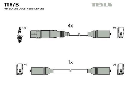 Фото автозапчасти комплект кабелiв запалювання Tesla T067B