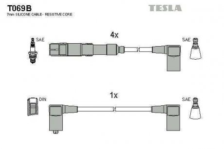 Фото автозапчасти кабель запалювання к-кт Аналог TES T740C Mersedes 80-97 1,8 Tesla T069B