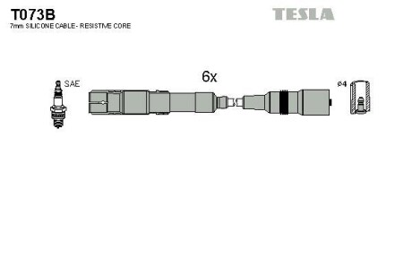 Фото автозапчастини кабель запалювання к-кт Аналог TES T869C Audi 92-00 2,6 Tesla T073B