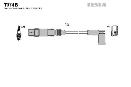 Фото автозапчасти кабель запалювання к-кт Аналог TES T578C Seat,VW Caddy,Lupo,Polo 95- 1,0 Tesla T074B