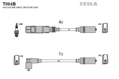 Фото автозапчастини комплект кабелiв запалювання Tesla T084B