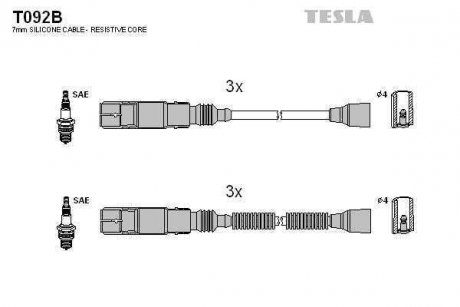 Фото автозапчасти кабель запалювання к-кт Smart 0,6 Tesla T092B (фото 1)