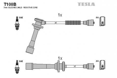 Фото автозапчасти комплект кабелiв запалювання Tesla T108B