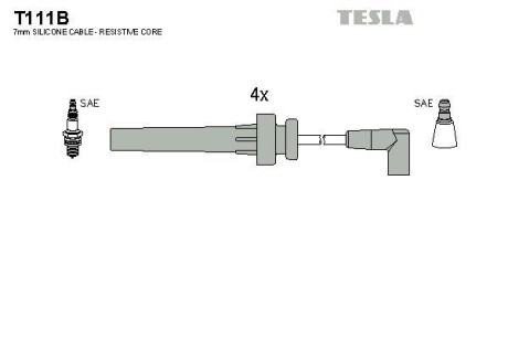 Фото автозапчасти кабель запалювання к-кт Chrysler 98-01 Tesla T111B