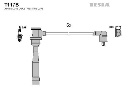 Фото автозапчасти кабель запалювання к-кт Hyundai Tesla T117B