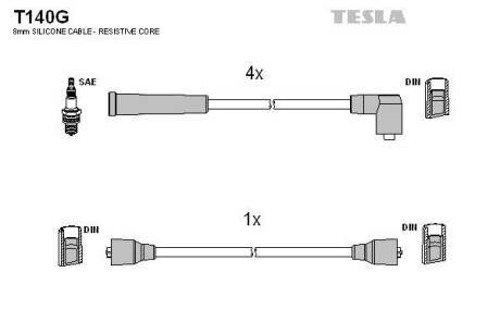 Фото автозапчасти кабель запалювання к-кт Ford 85-90 Tesla T140G