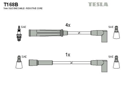 Фото автозапчастини кабель запалювання к-кт Opel Kadet 79-93 Tesla T168B