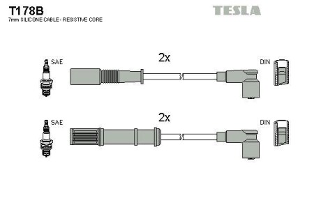 Фото автозапчастини кабель запалювання к-кт Fiat,Lancia 96- Tesla T178B