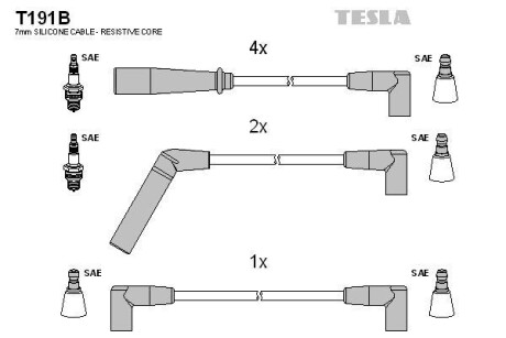 Фото автозапчасти комплект кабелiв запалювання Tesla T191B