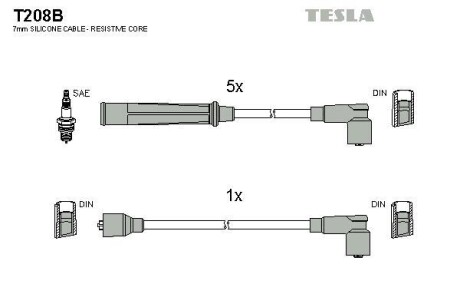 Фото автозапчасти кабель запалювання к-кт Audi 100 80-84 1,9 Tesla T208B