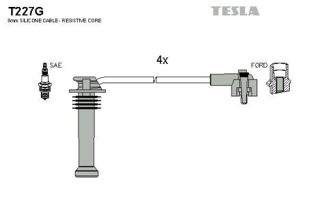 Фото автозапчастини кабель запалювання к-кт Ford 92-00 Tesla T227G