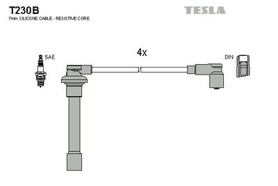 Фото автозапчастини кабель запалювання к-кт Honda Civic IV D16Z6/D16Z7 Tesla T230B