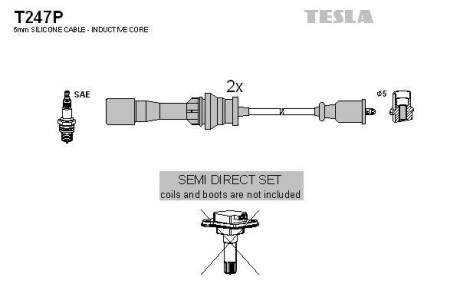 Фото автозапчасти кабель запалювання к-кт Mazda 323 98-04 1,5 Tesla T247P